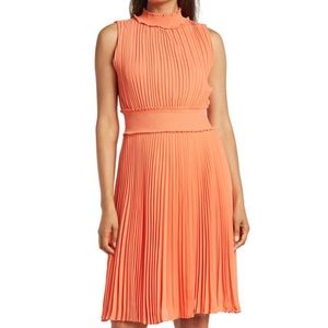 Orange pleated dress Sz 14